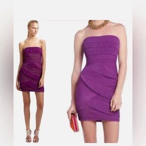 BCBGMaxazria Purple Jorie Strapless Mini Cocktail Dress, SZ 8
